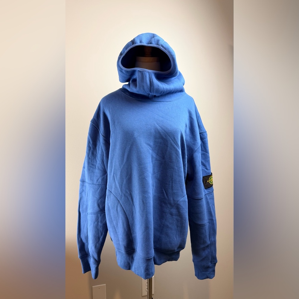Stone Island Blue balaclava Hoodie with patch